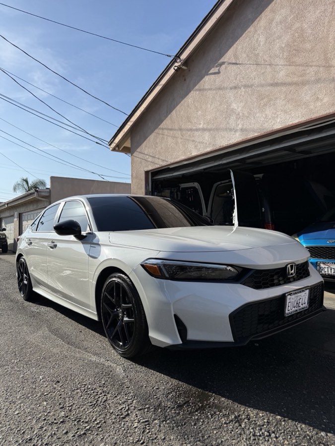 White Honda Civic after a wash in Anaheim